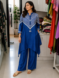 Rich Royal Blue Gajji Silk Co-Ord Set
