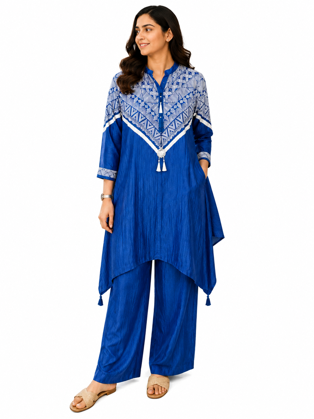 Rich Royal Blue Gajji Silk Co-Ord Set