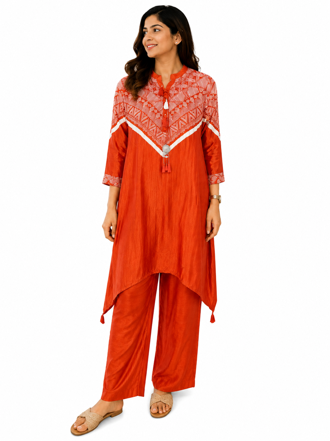 Orange Gajji Silk Co-Ord Set