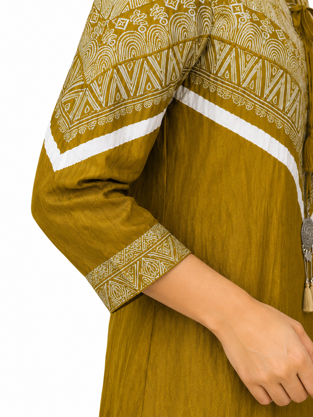 Mustard Printed Gajji Silk Co-Ord Set